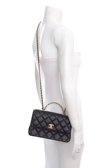 Chanel 2023 Black Lambskin Trendy Handle Flap Bag