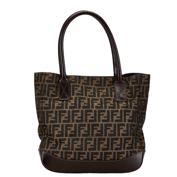Fendi Zucca Canvas Leather Tote Bag