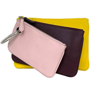 Fendi pink yellow Leather Clutch Bag ()