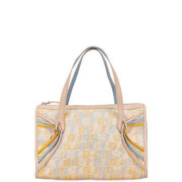 Fendi blue yellow Canvas Leather Handbag Tote Bag ()