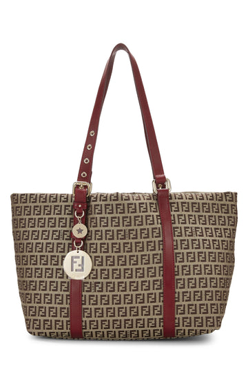 Fendi, Red Zucchino Canvas Superstar Tote, Red