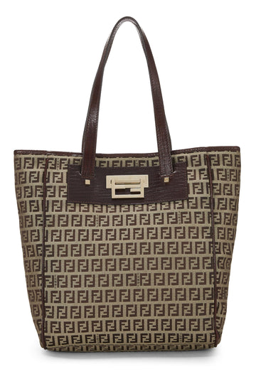 Fendi, Brown Zucchino Canvas Tote Small, Brown