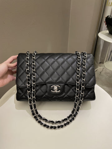 Chanel Classic Quilted Jumbo Single Flap Black Caviar