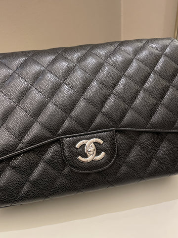 Chanel Classic Quilted Jumbo Single Flap Black Caviar