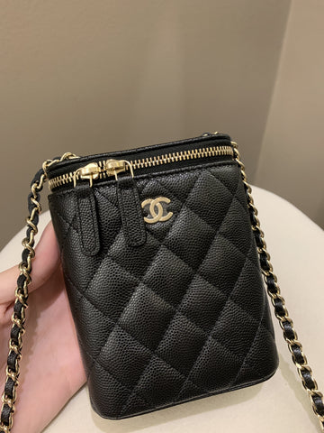 Chanel 22C Quilted Vanity Vertical Black Caviar