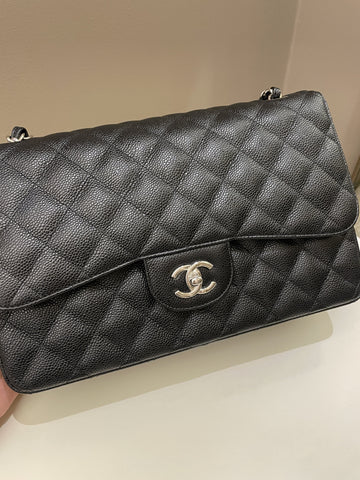 Chanel Classic Quilted Jumbo Double Flap Black Caviar