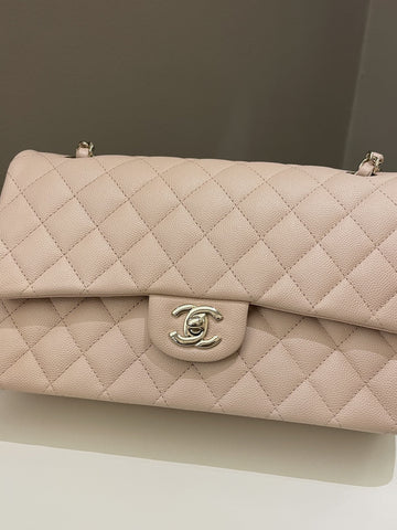 Chanel Classic Quilted Medium Double Flap Beige Caviar