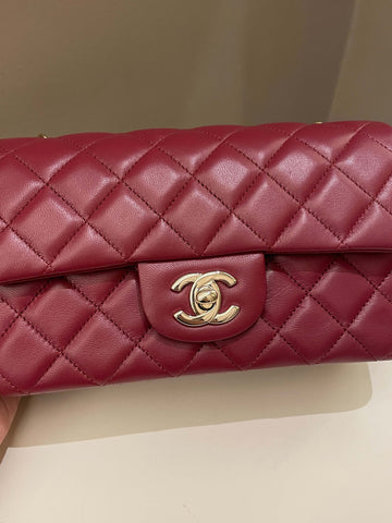 Chanel 22A Quilted Mini Rectangular Burgundy Lambskin