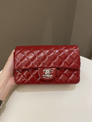Chanel Classic Quilted Mini Rectangular Red Patent