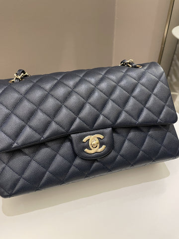 Chanel Classic Quilted Medium Double Flap Midnight Blue Caviar