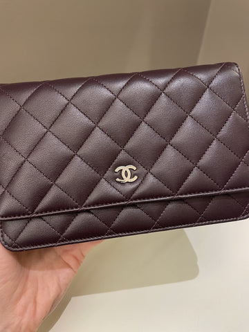 Chanel Classic Quilted Wallet On Chain Dark Burgundy