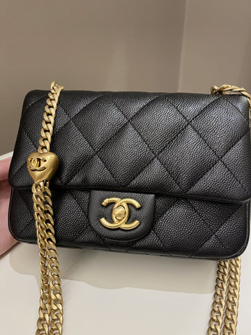 Chanel 23P Sweet Heart Flap Black Caviar