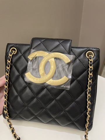 Chanel 24C Quilted XL CC Crossbody Black Calfskin