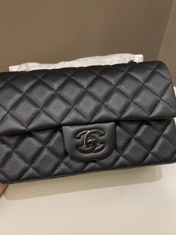 Chanel Classic So Black Quilted Mini Rectangular Black