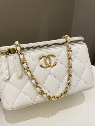 Chanel 23C Cc Mini Vanity Rectangular White Lambskin