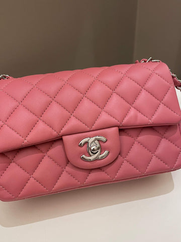 Chanel Classic Quilted Mini Rectangular Mauve Pink Lambskin