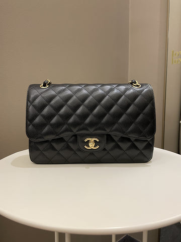 Chanel Classic Quilted Jumbo Double Flap Black Caviar