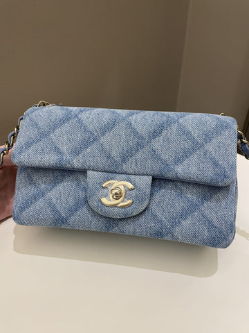 Chanel Classic Quilted Mini Rectangular Blue Denim