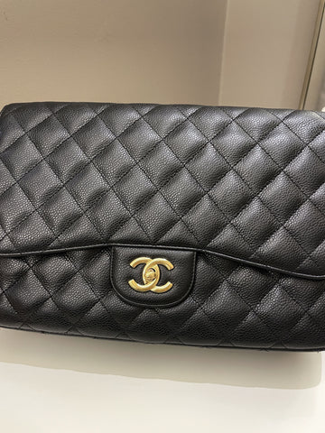 Chanel Classic Quilted Jumbo Single Flap Black Caviar