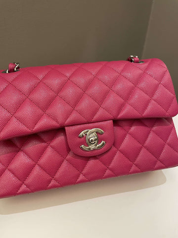 Chanel Classic Quilted Small Double Flap Rose Fuschia Caviar