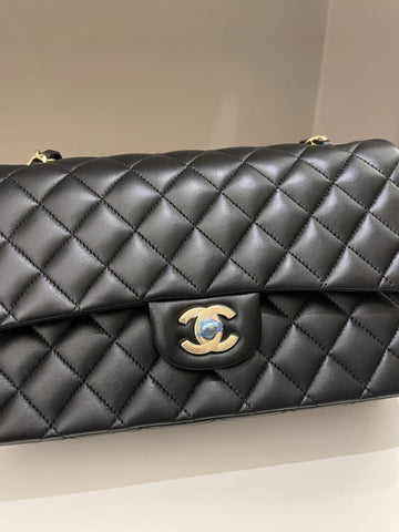 Chanel Classic Quilted Medium Double Flap Black Lambskin