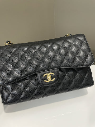 Chanel Classic Quilted Jumbo Double Flap Black Caviar