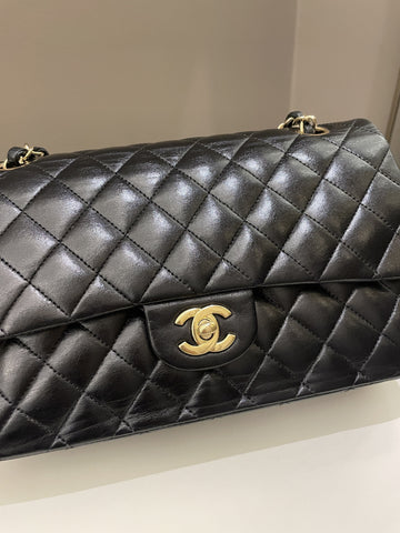 Chanel Classic Quilted Medium Double Flap Black Lambskin