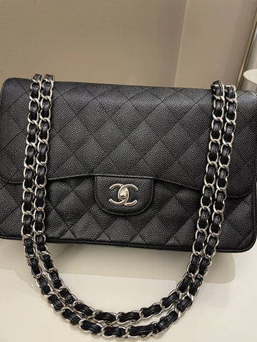 Chanel Classic Quilted Jumbo Double Flap Black Caviar