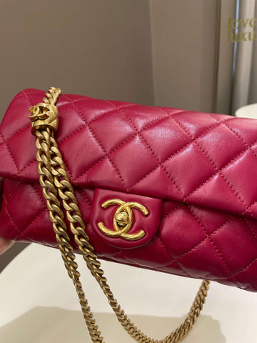 Chanel 22K Pearl Crush Flap Bag Red Aged