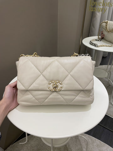 Chanel 19 Flap Bag Beige Lambskin