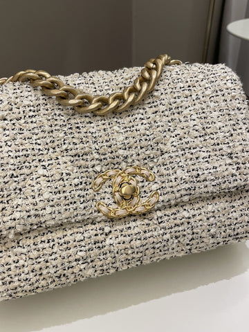 Chanel 19 Flap Bag Cream Tweed