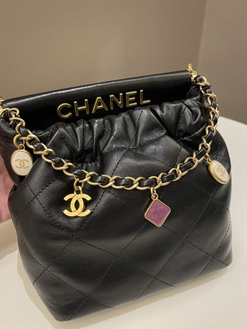 Chanel 23P Charm Bucket Bag Black