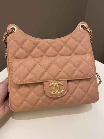 Chanel 23P Hobo Bag Caramel Caviar