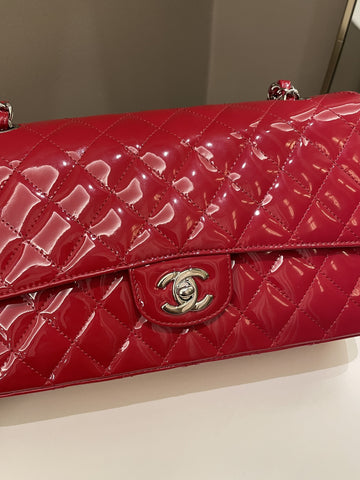Chanel Classic Quilted Medium Double Flap Red Patent