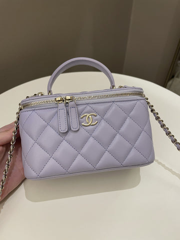 Chanel 21K Top Handle Vanity Rectangular Lilac Lambskin