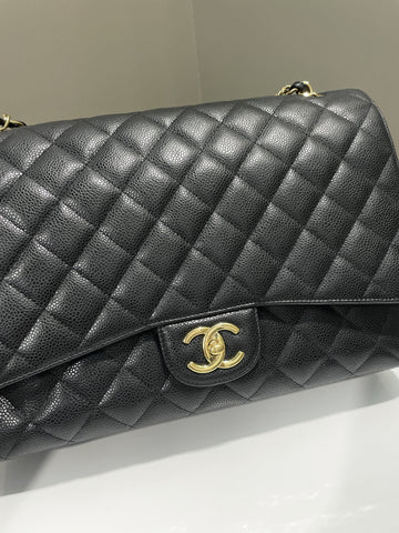 Chanel Classic Quilted Maxi Double Flap Black Caviar