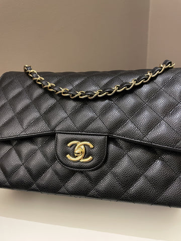 Chanel Classic Quilted Jumbo Double Flap Black Caviar
