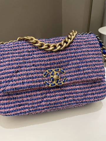Chanel 19 Flap Bag Blue / Pink Tweed