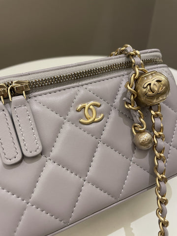 Chanel 22B Pearl Crush Vanity Rectangular Grey Lambskin