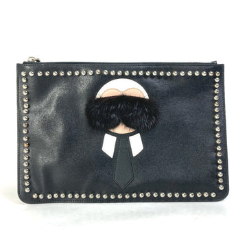 Fendi Leather Fur Clutch Bag Pouch ()
