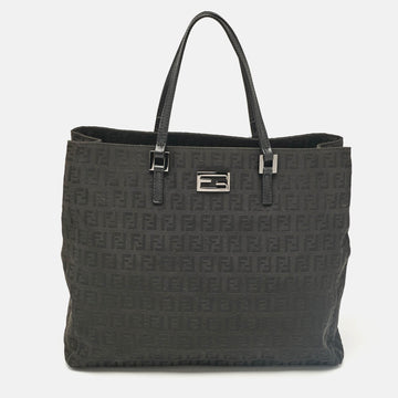 Fendi Black Zucchino Fabric And Leather Tote