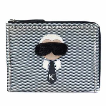 Fendi Leather Metal Fur Clutch Bag ()