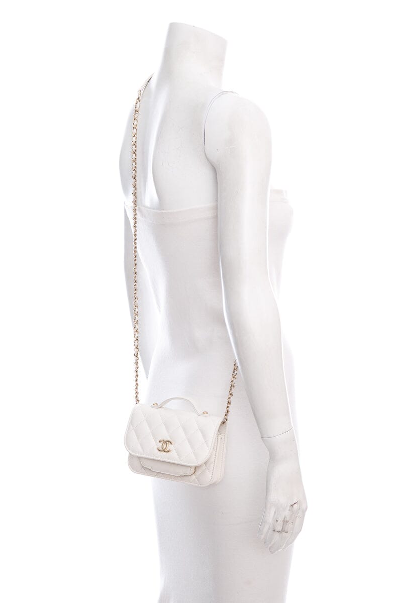 Chanel White Business Affinity Flap Handbag