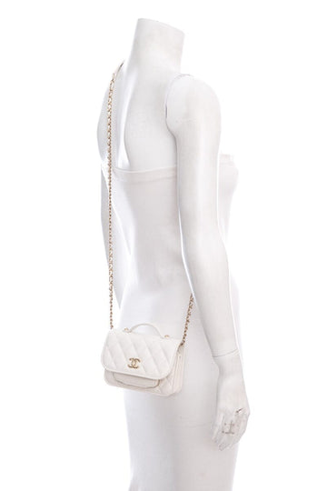 Chanel White Business Affinity Flap Handbag