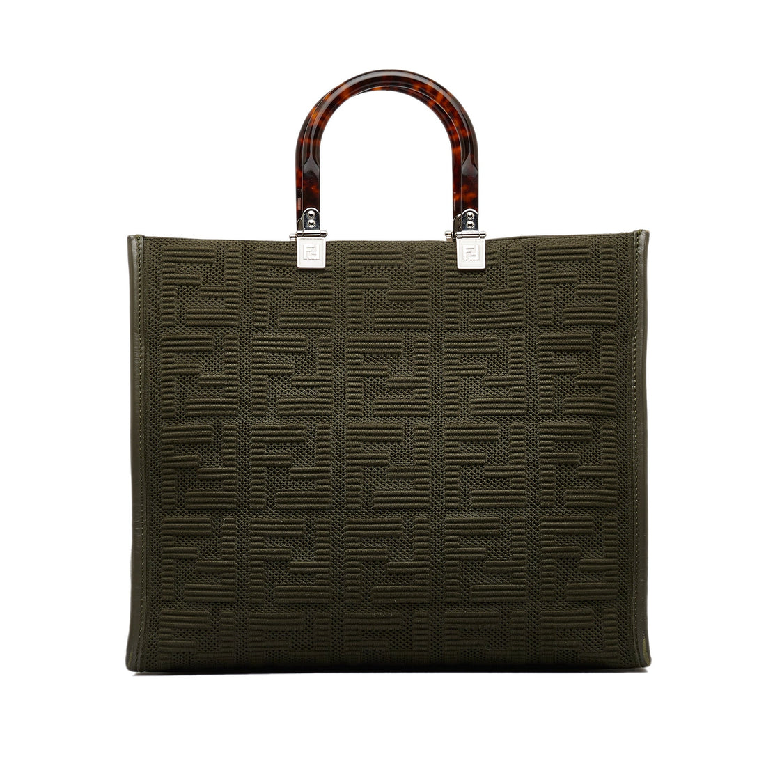 Green Fendi Medium Zucca Sunshine Shopper Tote Satchel