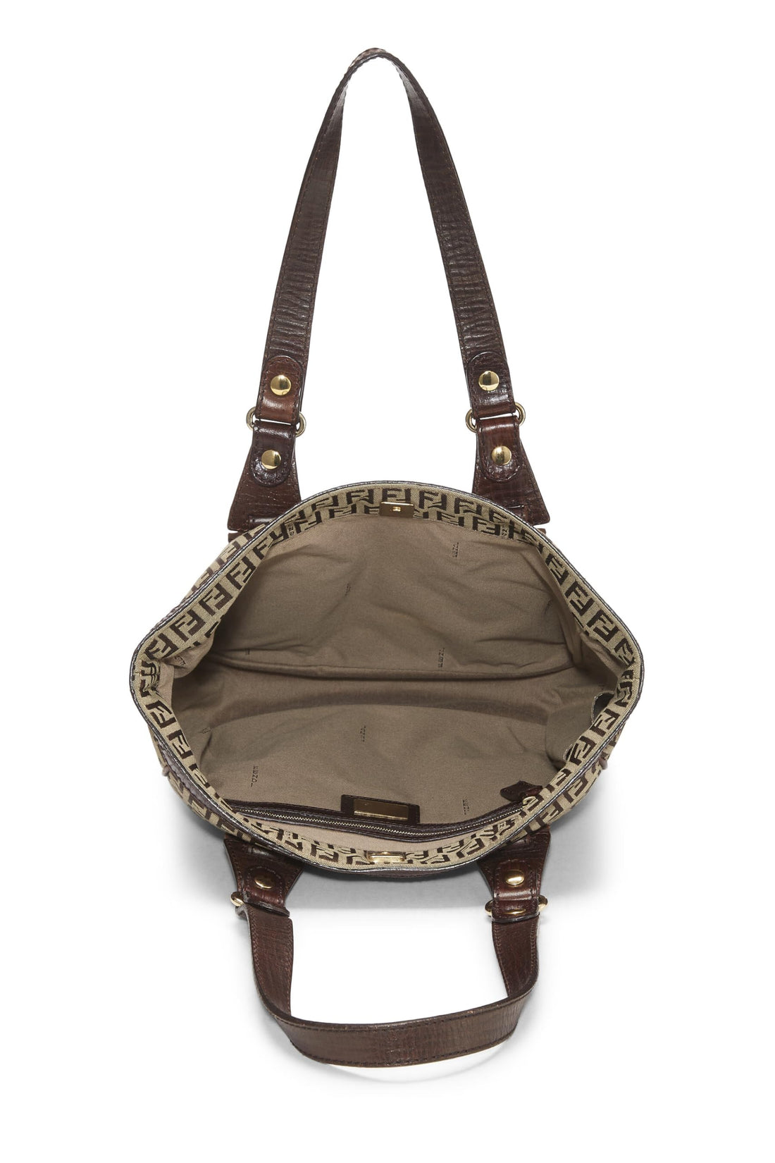 Fendi,  Brown Zucchino Canvas Tote Small, Brown