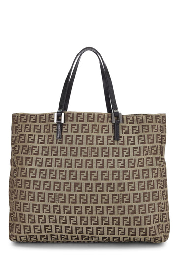 Fendi,  Brown Zucchino Canvas Tote Small, Brown