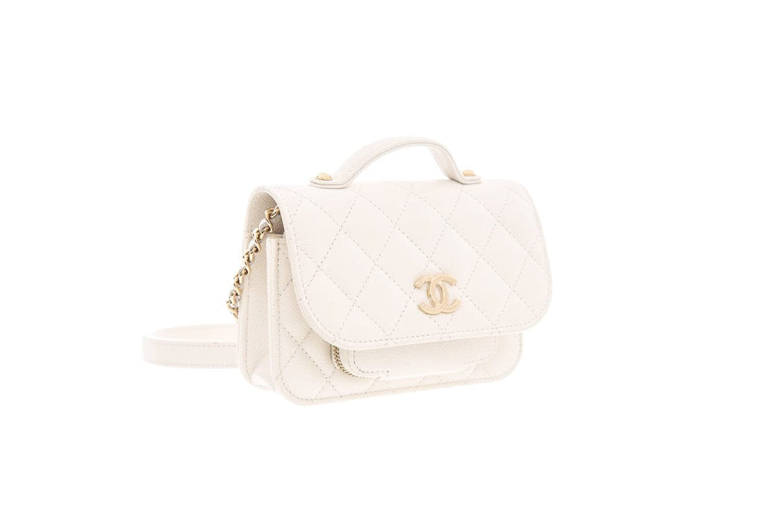 Chanel White Business Affinity Flap Handbag