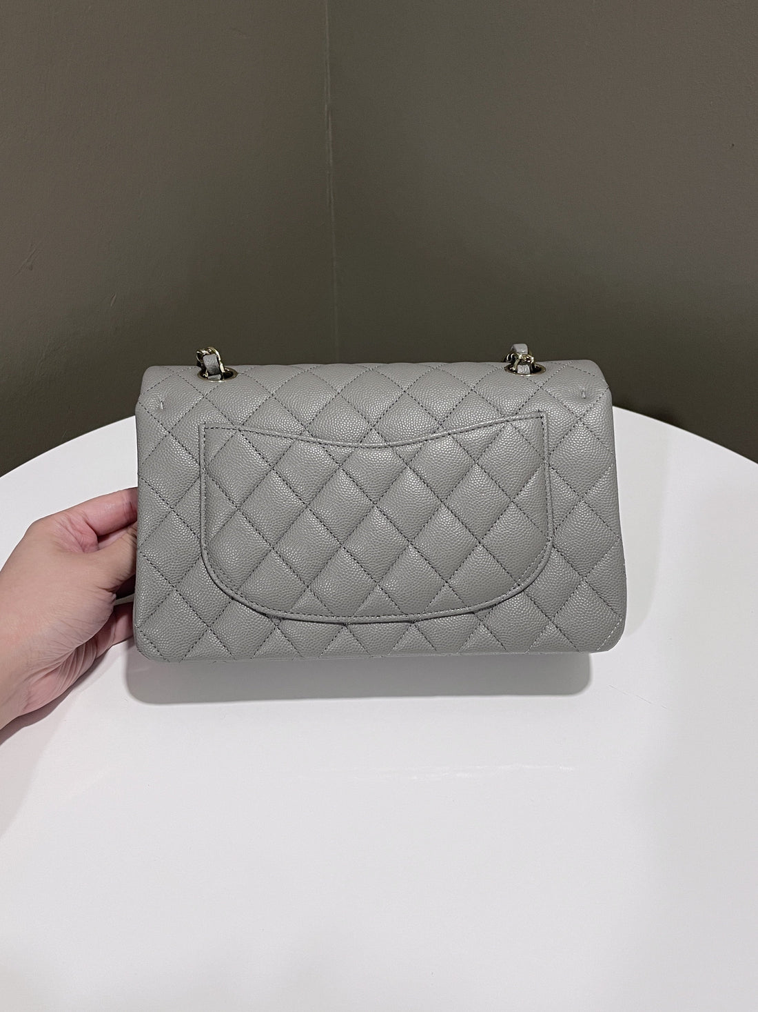 Chanel Classic Quilted Small Double Flap Grey Caviar