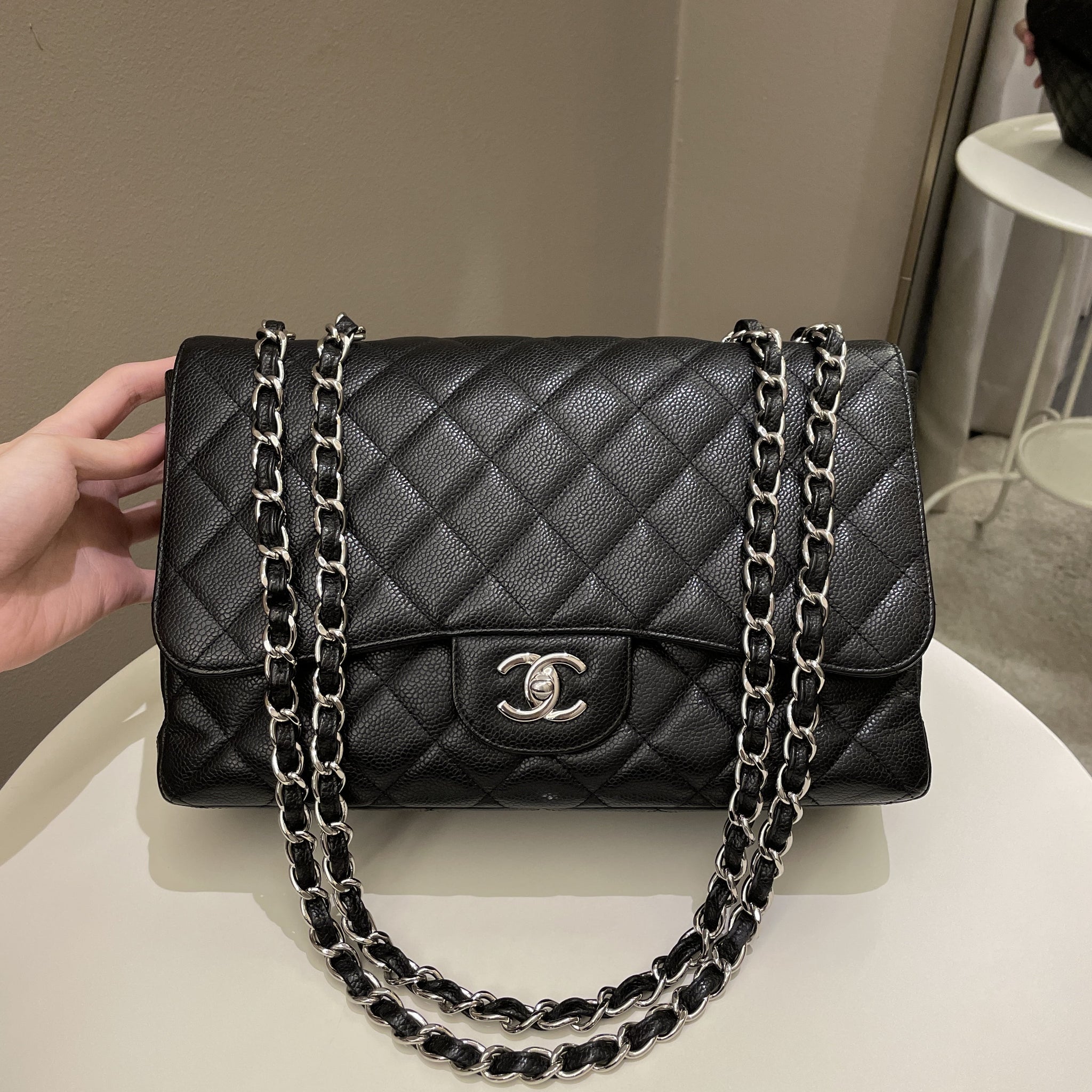 Chanel Classic Quilted Jumbo Single Flap Black Caviar